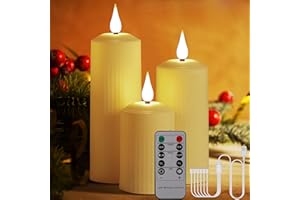 BOWKA Velas LED para exteriores, recargables, con mando a distancia y temporizador, luz blanca cálida, regulable, inalámbrica, cable USB, decoración para el hogar (3 unidades)