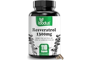 ‎LOODUS 100:1 Resveratrol Kapseln - 1300mg je Tagesdosis - HINWEIS: 100:1 Extrakt (=130.000mg Staudenknöterich in 2 Kapseln) + Piperin - Resveratrol hochdosiert (110 Kapseln, Grünes Design)