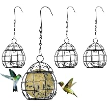 CuiCanfla - Lot De 4 Mangeoires à Oiseaux Suspendues, Porte-Boules De Graisse Avec Couvercle, Pour Jardin