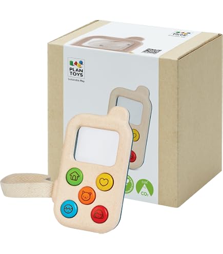 Janod Appareil Photo En Bois Premier Âge – Son, Lumière, Viseur Kaléidoscope – Coque Silicone – Dès 18 Mois – J05381