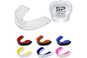 SIALPRO Double Layer Mouthguard Slim Fit, Senior Junior Gum Shield with Case for Boxing, MMA, Rugby, Martial Arts, Judo, Karate, Hockey and All Contact Sports (Junior (<11 Years), Clear)