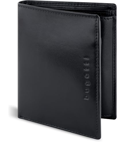 Portafoglio Bugatti Super Slim In Vera Pelle – Sottile, Protezione RFID E 8 Scomparti Carte, Nero