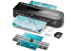 MAXDONE Plastificatrice A4 Laminatrice a Caldo e a Freddo -Plastificatrici 4 in 1 con 30 Fogli di Laminazione per A4/A5/A6 Riscaldamento Rapido, Set di Laminazione a Caldo e a Freddo con Taglierina per Carta