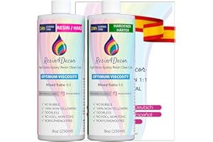Resina Epoxi Transparente RESIN4DECOR 1:1 Para Manualidades Artesanía Fabricación de Joyas Moldes No es Amarillento No es Tóxico Acabado de Alto Brillo de Curado de 24 horas Inodoro - 500ml