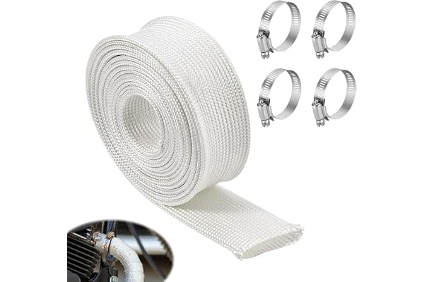 300 cm avgasrör för elgenerator 25 mm värmebeständig | Dieselvärmare, slang, glasfiber, sleeving, avgasrör med 4 klämmor, värmeskyddsslang, isoleringsslang för element