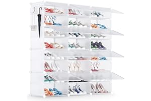 YIHATA Scarpiera, 3 x 8 Livelli Portascarpe 48 Paia di Scarpe, Scaffale Portaoggetti Modulare, con Sportello Trasparente, Pannelli di Plastica per Corridoio Soggiorno Camera da Letto, Bianco