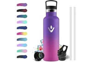 KOLLYKOLLA Borraccia Acciaio Inox 500ml, Borraccia Termica Bambini con Cannuccia, Isolamento Sottovuoto, Riutilizzabile, Bottiglia Termica senza BPA, a prova di perdite, Termos per Scuola, Campeggio, Gym