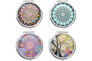 OHAODUO 4 contenitori per pillole in metallo, rotondi, con specchio, a 3 scomparti, portatili, da viaggio, per medicine e pastiglie, organizer per tutti i giorni e i viaggi