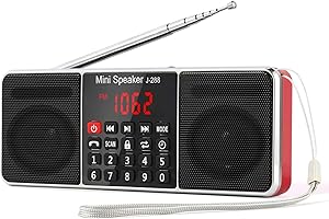 PRUNUS J-288 Przenośne radio AM(MW) UKW FM Bluetooth USB SD TF MP3 z podwójnymi głośnikami magnetycznymi Dźwięk stereo Funkcja AUX i timera uśpienia