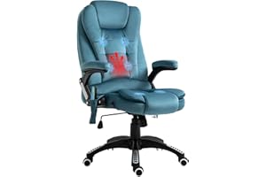 Vinsetto Office Chair, Ergonomic Desk Chair with 6-Point Massage and Back Heated, Velvet-Feel Fabric Computer Gaming Chair with Arms, Lumbar Support, Blue
