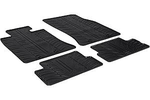 GLEDRING Rubber Car Mats GL 0406 Alfombrillas de Goma con Clips de Montaje T, 4 Piezas