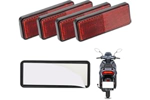VIDACHARMY 4 Dischi Catarifrangenti Moto E4 Posteriore Rosso, Catarifrangenti Riflettori Autoadesiva Rettangolare Rosso Sicurezza Posteriore Riflettente Incollare, per Bicicletta, Scooter e Portatarga