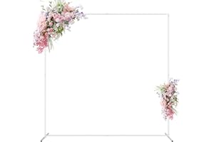WOKCEER Wedding Arch Backdrop Stand 6.6x6.6 FT Square Wedding Arches for Ceremony White Metal Arch Stand for Wedding Bridal Shower Birthday Party Garden Floral Wedding Arbor Anniversary Event Decor