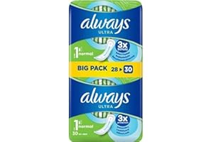 ‎ALWAYS Always Ultra Binden Damen Gr. 1, Normal (30 Damenbinden) Big Pack, dünn und super saugfähig, geruchsneutralisierend und Auslaufschutz