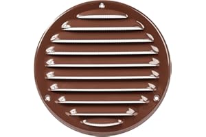 REPA MARKET Cache-grille d'aération Marron Ø 12,5 cm - Ouvertures d'aération rondes pour soffite - Grilles d'aération - Moustiquaires intégrées - Ventilation CVC, marron 125 mm