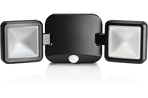 Auraglow Outdoor Wireless Battery Operated LED Motion Activated PIR Sensor Spotlight Twin Security Light