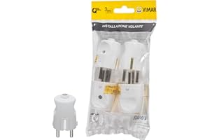 Vimar FP00230.B Spina SCHUKO 2P+T 16 A 250 V~ 4 pezzi, standard tedesco, uscita cavo assiale, bianco