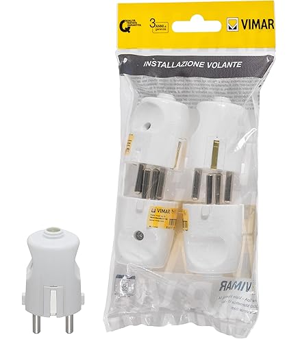 Spine Sicury Vimar 2P+T 10A 250V~ Orientabili - 4 Pezzi, Standard Italiano, Bianco - Foto 5