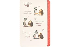 UK Greetings Kartka urodzinowa dla żony - urocza kartka urodzinowa Disneya dla niej - kartka urodzinowa dla kobiety i trampa dla żony, beżowa, 25 x 16 x 0,7 cm; 30 gramów