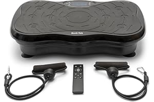 Bodi-Tek Vibration Plate Exercise Machine For Whole Body Workout, Vibration Fitness Trainer, Compact Designed Power Plate With Resistance Cords