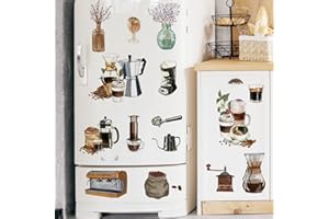 Runtoo Stickers Muraux Café Autocollant Mural Vintage Cuisine Deco Stickers Cuisine Salle à Manger Restaurants Décoration