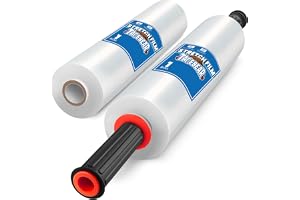 TAPEBEAR Krympfilm med handtag, klar pallinslagning 380 mm x 230 m, sträckfilm industriell styrka plastfolie vatten och fuktsäker för flytthus, möbler, mattskydd, 2 rullar