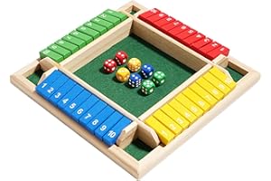 JurciCat Shut The Box Juego de Mesa 2-4 Jugadores 8 Dados Adultos y niños Juegos de Mesa de Madera Juegos de matemáticas Juegos de Dados para aulas Fiestas en casa o Pubs