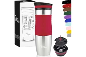 Milu termo kubek 370ml 450ml izolowany kubek termiczny kubek do kawy kubek do podróży - 100% szczelności - kubek do picia ze stali nierdzewnej - kubek samochodowy z podwójną izolacją ścianek - kubek termiczny - kubek podróżny - (Czerwony, 450ml)