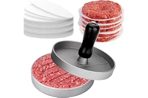 LAKEDO Burger Press Machine with 【100 Wax Disc Papers】 - Nonstick Aluminum Hamburger Patty Maker - Burger Press Set for Making Burger Patty