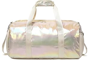 KIMWADALH Laser Sac Sport Filles Collège Sac de Voyage Femme Sac Week-End Sac de Sport Filles 25L Sac de Gym avec Compartiment de Chaussures et Poche Humide