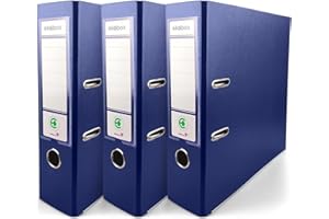 Netuno 3 raccoglitori cartone ecologico riciclato blu scuro a 2 anelli A4 dorso 8 cm raccoglitori per ufficio scuola archivio faldoni portadocumenti