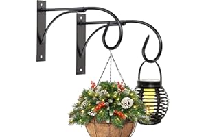 KABB Plant Brackets for Hanging Baskets, 2pcs 11 Inch Iron Wall Mount Plant Hanging Bracket Durable Rust-Resistant Plant Hanger Hook for Hanging Plants Drying Rack Bird Cages Lantern Windchime House Sign