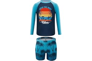 Cheerful Mario Bañador Niño con Manga Larga UV Protección Solar Camiseta de baño y Pantalones de natación para Surf Piscina Playa