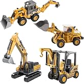 Giffy/Oyuncak Kutulu Metal Başlıklı İş Makinaları Seti Kep&ccedil;e Bulldozer Forklift 4 &Uuml; 1 Arada Set S&uuml;rtmeli 1:70 &Ouml;l&ccedil;ek Full Meta