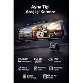 Yellowtech 4K 9.66" Dokunmatik Aynalı Ara&ccedil; Kamerası &ndash;Tam Ekran Gece G&ouml;r&uuml;ş, &Ccedil;ift Kamera, Apple &amp;Android Uyumlu