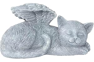 ASQZHULIWING VNHATY Ange Chat Artisanat Ornements Résine Artisanat Jardin Décoration Ange Chat Monument Pierre tombale Statue commémorative Chat Pierre tombale Convient pour la décoration de la maison Jardin