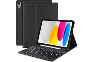 SENGBIRCH Clavier Coque iPad 10ème Génération 10,9 Pouces 2022 - Détachable sans Fil iPad 10ème 2022 Clavier Français AZERTY - Housse Coque Trifold avec Réveil/Sommeil Auto, Noir