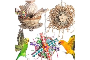 Whcctl 3 giocattoli per uccelli, pappagalli, parrocchetti, calopsite, inseparabili, aras, fringuelli, multicolore, 23 x 20 x 7,5 cm, 3 pezzi