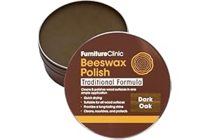 Furniture Clinic Pulidor de cera de abeja de color roble oscuro para madera y muebles, 200 ml, cera de acabado natural para todo tipo de muebles y superficies de madera, colorea, protege y mejora la