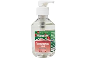 AROMHUSET Lingonberry Sparkling Water Flavouring Drops 200ml - With Pump Bottle - Makes 100 Litres with 1-500 - Zero Sugar & No Calories - Just Add 2 Pumps to 1 Litre Sparkling Water