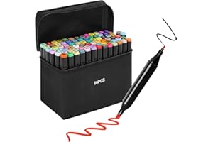GENERIC 80 Colors Alcohol Markers Set Colouring Art Marker Pens Dual Tip Graphic Sketch Pens Coarse Pens with Carry Case for Sketching Painting Manga Design (Black)
