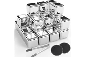 24 Stück Eiswürfel Aus Edelstahl Wiederverwendbare, Geschenke für Männer, Whisky Steine Ice Cube Set - Whiskysteine, Eiswürfel Für Whisky, Wein Kühlsteine (24 Stück)