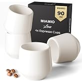 MIAMIO - Espresso Cups Set of 4, Ceramic (80ml) - Luxe (Cream White) | Ceramic Espresso Cups No Handle Thick Espresso Cups fo