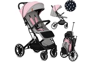 Passeggino MoMi ESTELLE DAKAR a partire da 6 mesi (fino a 22 kg), pieghevole con cintura di sicurezza a 5 punti, cestino porta spesa e funzione di apertura, manico telescopico per il traino