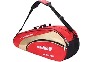 XGOPTS 6 Racquet Badminton Racket Bag Single Shoulder Squash Racket Bag with Shoes Storage Waterproof Dustproof Gym Bag Large Capacity Sports Euipments Handbag for Badminton Racquets and Tennis