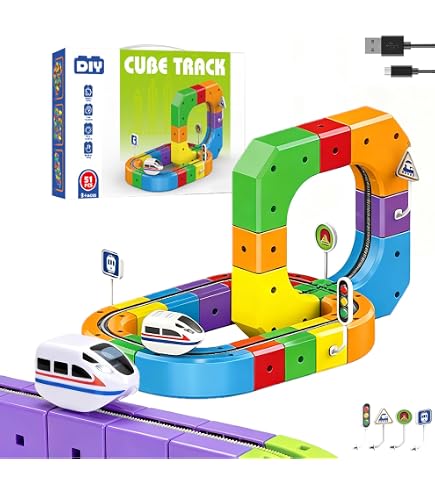 Cube Track Clickrail Electric Train Set Flexible Race Track, 2026