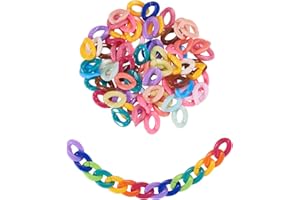 Airssory 570 Pcs Rainbow Colored Acrylic Plastic Linking Curb Twist Chain Rings Quick Link Connectors for Home Curtain Purse Handle Eyewear Retainer Eyeglass Mask Anti-Lost Chains Making - 23x16mm