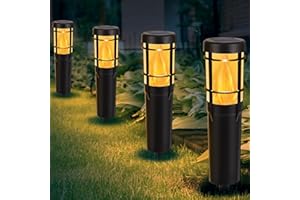 CARASTEK Zestaw 4 pochodni solarnych do użytku na zewnątrz, migoczące, solarne światło płomienia z realistycznymi płomieniami, lampy solarne do ogrodu, na taras, ścieżkę, trawnik, wodoszczelność IP65