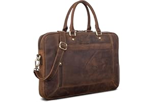 ROYALZ 'Lincoln' Borsa uomo pelle vintage Tracolla Borsello Vero Cuoio Messenger bag per Laptop da 15,6 Pollici Viaggio, Colore:Nevada Marrone
