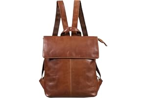 STILORD "Charlie" Vintage Leather Backpack Brown Medium Daypack for Women Men 13,3 cala Oryginalna Skórzana Plecak na laptopa Kolor:matowy ciemny brąz